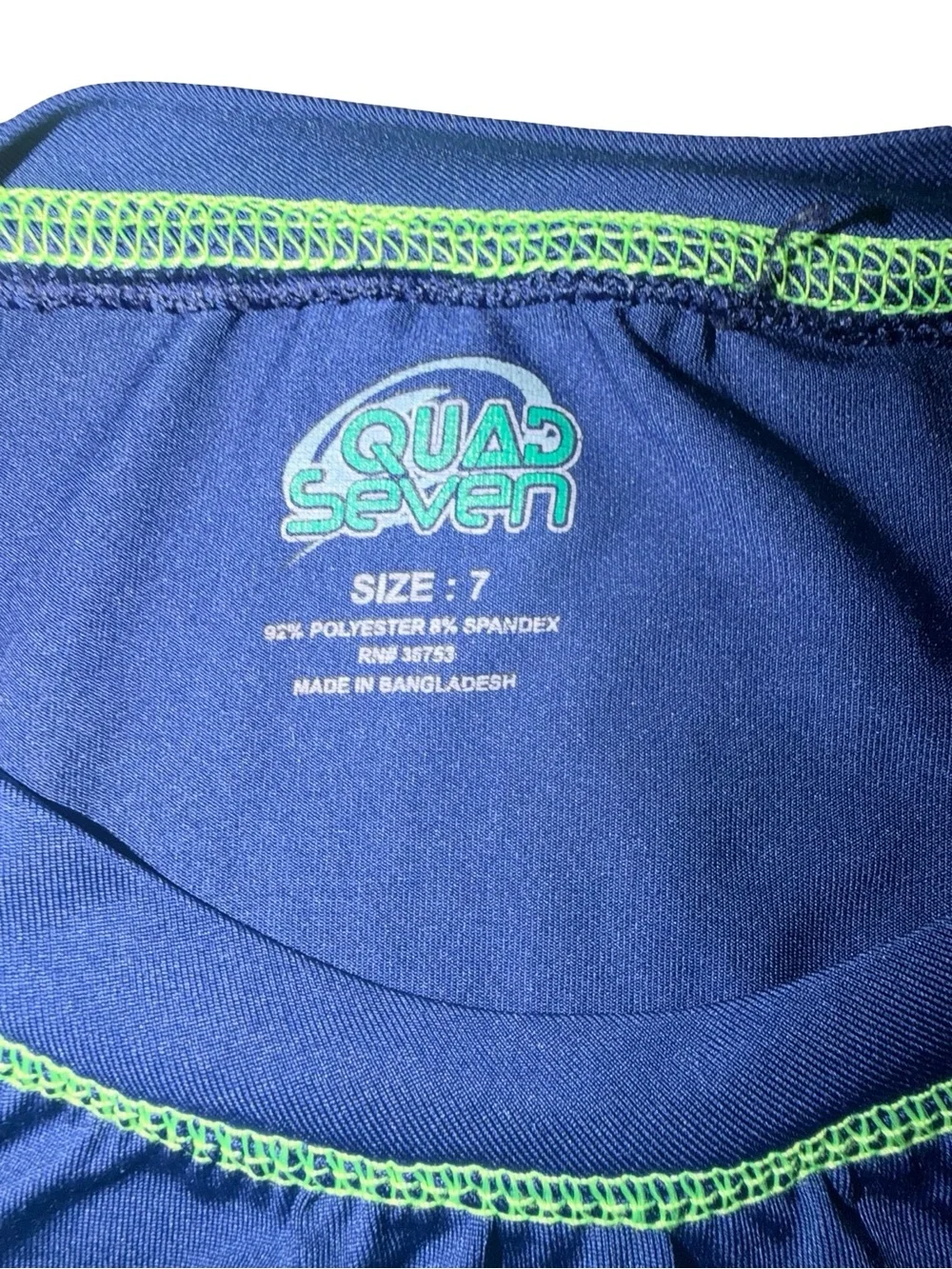 STX Boys Short Sleeve Rash Guard Swim Shirt Blue w/ Lime Green Stitch - Size 7